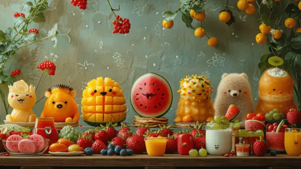 Folk art style fruit illustration